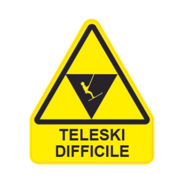 Panneau Triangle DIBOND Danger Texte "Teleski difficile" TRI-DIB177-TX